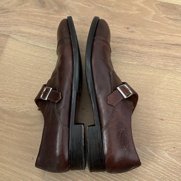Massimo Matteo Leather Monk Strap Single Buckle Dress Shoes Brown Mens Size 10.5 - Picture 6 of 9